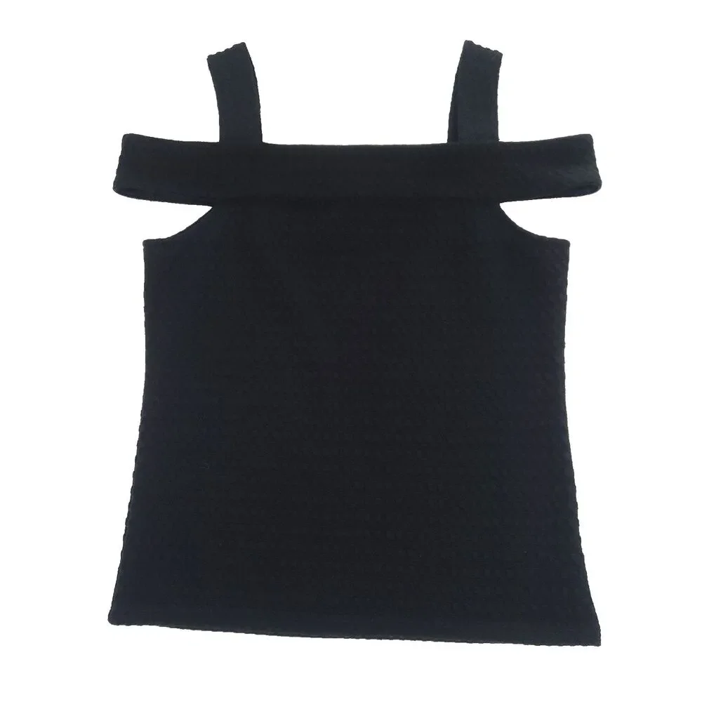 Textured Knit Square Neck Michael Kors Top M Black Chunky Straps Career Goth